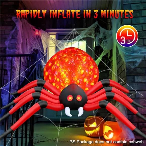 12FT Halloween Inflatable Spider Outdoor Decorations for Yard, Giant Blow Up - Picture 3 of 7